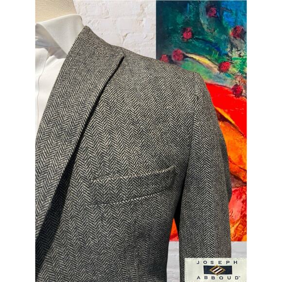 Joseph Abboud XL 44R Mens Gray Herringbone Flannel Blazer Sport Jacket - Picture 3 of 14